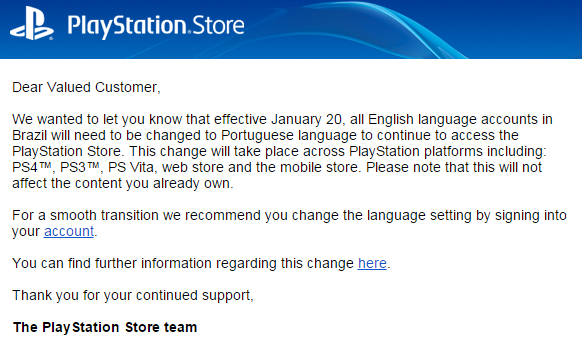 Sony pede que brasileiros acessem a PSN Store apenas em português
